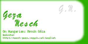 geza mesch business card
